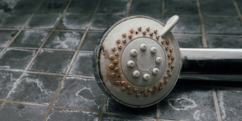 Hard water strains in showerhead and tiles